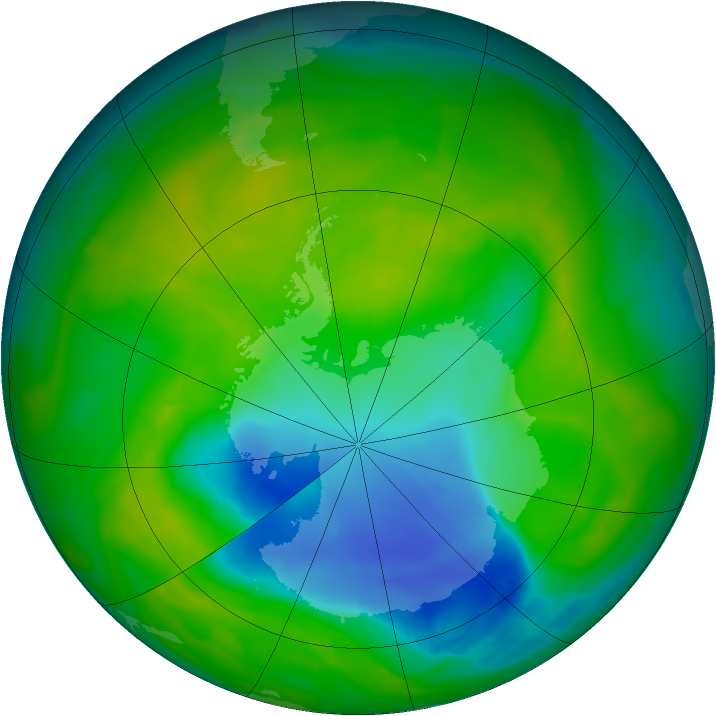 Antarctic ozone map for 11 November 2013